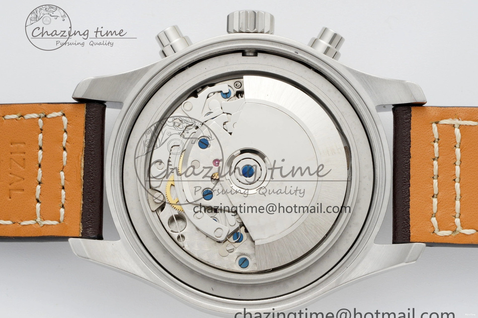 MIROTIME 0520 Pilot Chrono SS AZF 1:1 Best Edition Blue Dial on Brown Leather Strap A TimelessDesign 7060
